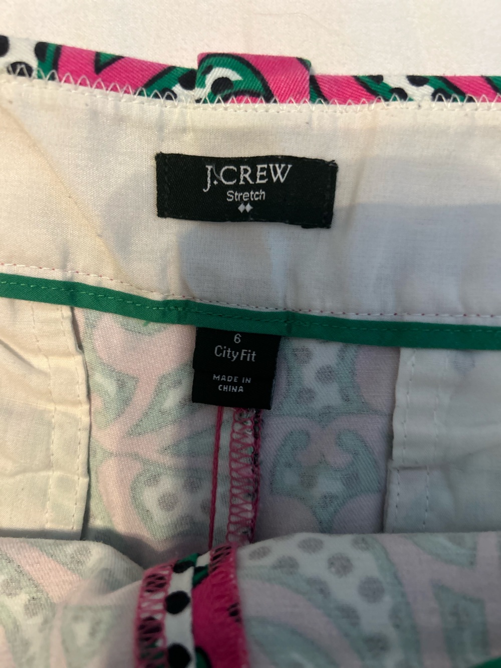 J Crew City Fit Pink & Green Patterned Shorts - Picture 9 of 9